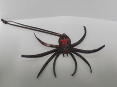 Leather Wall Hanging Black Widow Spider by Frederika Bagnato